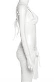 Yellow Fashion Sexy Solid Bandage Backless Swimwears Three-piece Set