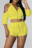 Pink Fashion Casual Solid Hollowed Out Hooded Collar Long Sleeve Two Pieces