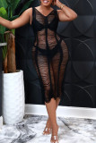 Red Sexy Solid Hollowed Out Patchwork Swimwears Cover Up