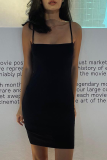 Pink Sexy Solid Patchwork Spaghetti Strap Pencil Skirt Dresses