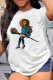 Blue Fashion Casual Print Basic O Neck T-Shirts