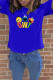 Blue Fashion Casual Cartoon Print Basic O Neck T-Shirts