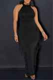 Pink Fashion Casual Solid Tassel O Neck Sleeveless Two Pieces