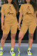 Apricot Fashion Casual Print Basic O Neck Short Sleeve Two Pieces