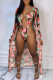 Red Fashion Sexy Print Hollowed Out Cardigan Swimwears