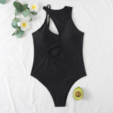 Black Fashion Sexy Solid Hollowed Out Patchwork Swimwears (With Paddings)