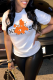White Fashion Street Print Patchwork Letter O Neck T-Shirts