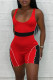 Red Fashion Casual Sportswear Solid Patchwork Backless U Neck Skinny Romper