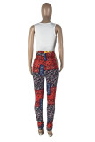White Fashion Casual Print Patchwork V Neck Sleeveless Two Pieces