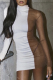 White Sexy Solid Patchwork Half A Turtleneck Pencil Skirt Dresses
