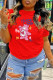 Red Fashion Casual Cartoon Print Basic O Neck T-Shirts