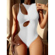 White Fashion Sexy Solid Hollowed Out Patchwork Swimwears (With Paddings)