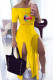 Yellow Pink Fashion Casual Print Slit Off the Shoulder Short Sleeve Dress Dresses