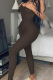 Black Fashion Solid Mesh U Neck Skinny Jumpsuits
