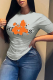Grey Fashion Street Print Patchwork Letter O Neck T-Shirts