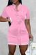 Pink Casual Solid Patchwork Pocket Buckle Dresses