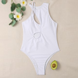 White Fashion Sexy Solid Hollowed Out Patchwork Swimwears (With Paddings)