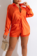 Orange Fashion Solid Patchwork Turndown Collar Long Sleeve Two Pieces