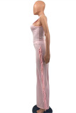 Pink Fashion Casual Solid Tassel O Neck Sleeveless Two Pieces