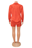 Green Fashion Solid Patchwork Turndown Collar Long Sleeve Two Pieces