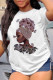 White Fashion Casual Print Basic O Neck T-Shirts