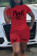 Red Casual Print Patchwork O Neck Short Sleeve Two Pieces