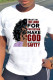 White Fashion Casual Print Basic O Neck T-Shirts