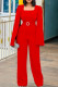 Red Fashion Casual Solid Patchwork Beading Square Collar Regular Jumpsuits
