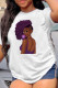 Purple Fashion Casual Print Basic O Neck T-Shirts
