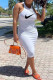 White Fashion Casual Print Patchwork O Neck One Step Skirt Dresses