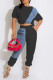 Black Fashion Casual Patchwork Basic O Neck Short Sleeve Two Pieces
