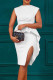 White Fashion Casual Solid Patchwork Slit O Neck Sleeveless Dress Dresses
