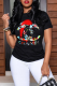 Black Fashion Street Print Patchwork O Neck T-Shirts