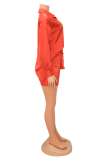 Green Fashion Solid Patchwork Turndown Collar Long Sleeve Two Pieces