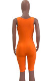Orange Fashion Sexy Patchwork Hole Burn-out Hollow Solid Sleeveless O Neck Jumpsuits