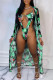 Green Fashion Sexy Print Hollowed Out Cardigan Swimwears