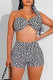 Black Fashion Sexy Print Letter Strapless Sleeveless Three Pieces