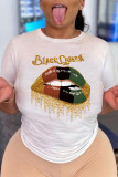 Colour Fashion Casual Print Basic O Neck T-Shirts