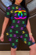 Black Fashion Casual Print Letter O Neck Short Sleeve Two Pieces