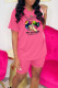 Pink Casual Print Patchwork O Neck Short Sleeve Two Pieces