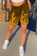 Brown Fashion Casual Print Basic Regular High Waist Shorts