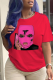 Red Fashion Street Print Patchwork O Neck T-Shirts