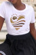 White Fashion Casual Print Basic O Neck T-Shirts