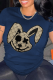 Navy Blue Casual Street Print Patchwork O Neck T-Shirts
