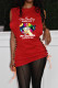Red Street Print Bandage Hollowed Out Patchwork O Neck Dresses
