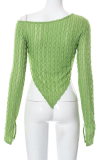 White Sexy Solid Patchwork One Shoulder Tops