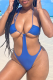 Blue Sexy Solid Hollowed Out Swimwears
