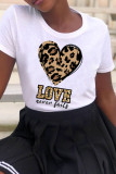 White Red Fashion Casual Print Basic O Neck T-Shirts