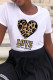 White Brown Fashion Casual Print Basic O Neck T-Shirts