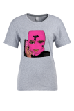 Red Fashion Street Print Patchwork O Neck T-Shirts
